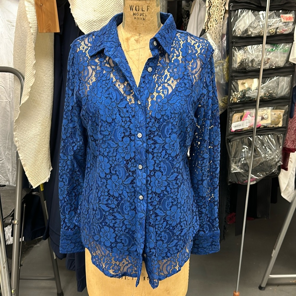 NWT Royal blue lace shirt JCrew